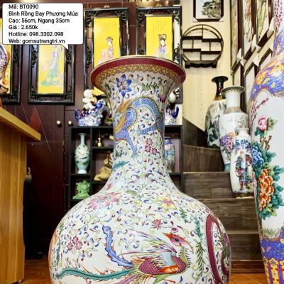 Bình củ tỏi họa tiết Long Phượng